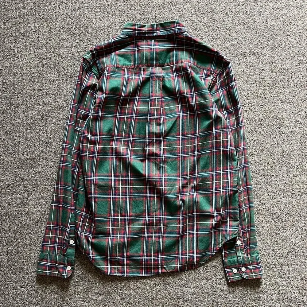 Ralph Lauren Green Plaid Button Down Long Sleeve Shirt Custom Fit Boys L (14-16)